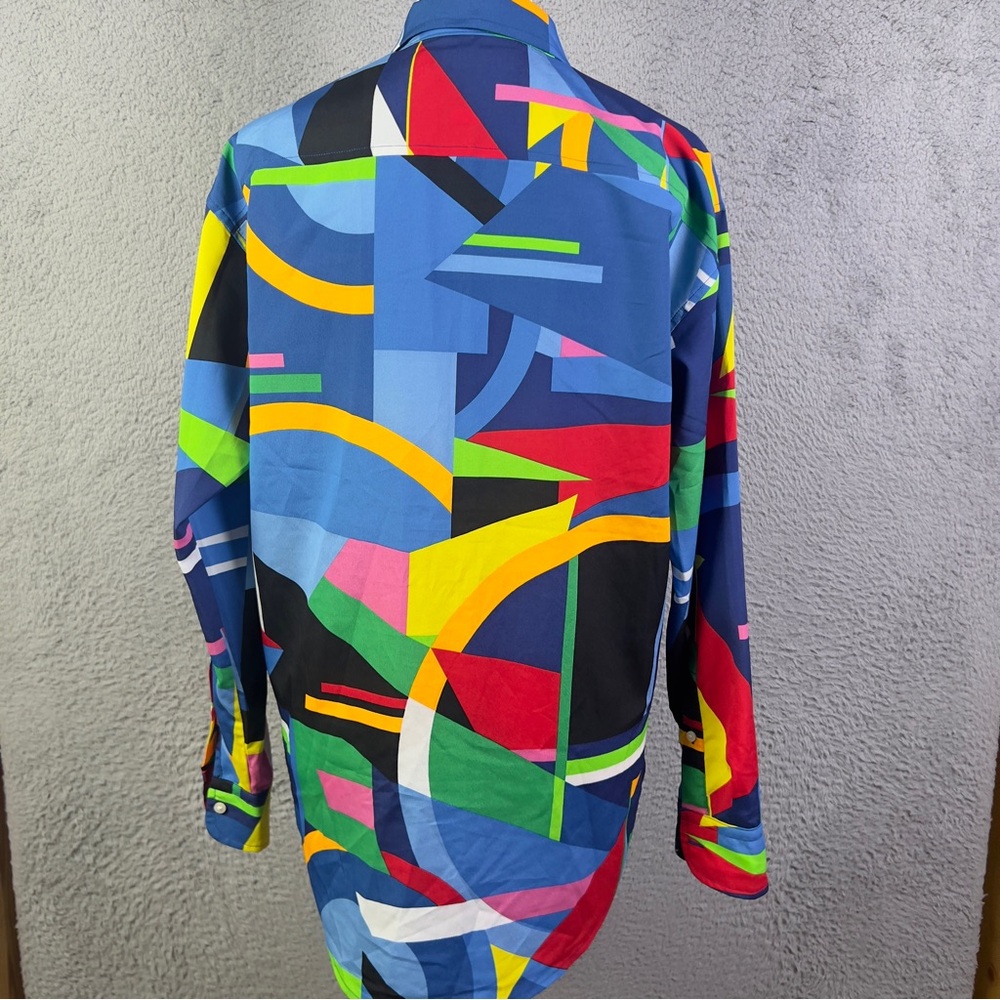 Lauren Ralph Lauren Blouse Womens XS Multicolor Geometric Button Relaxed LS - Picture 3 of 8